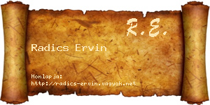 Radics Ervin névjegykártya