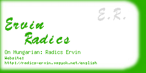 ervin radics business card